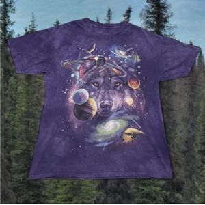 The Mountain Cosmic Wolf Tee in Deep Purple